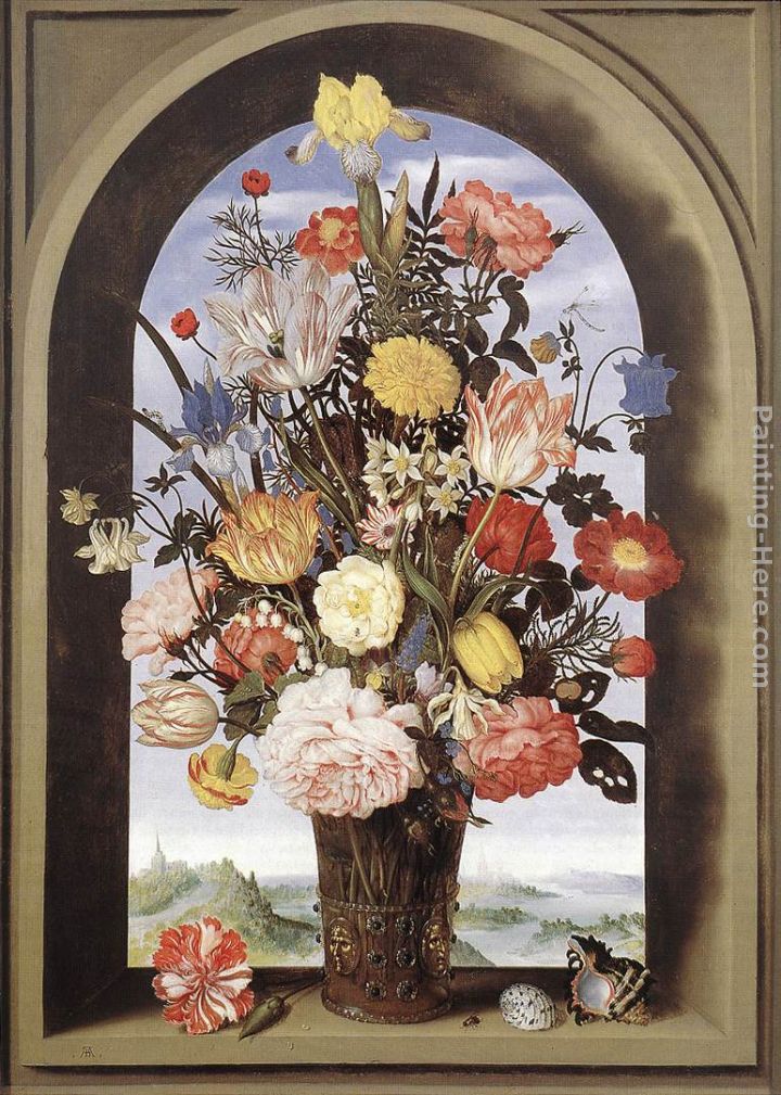 Ambrosius Bosschaert the Elder Bouquet in an Arched Window